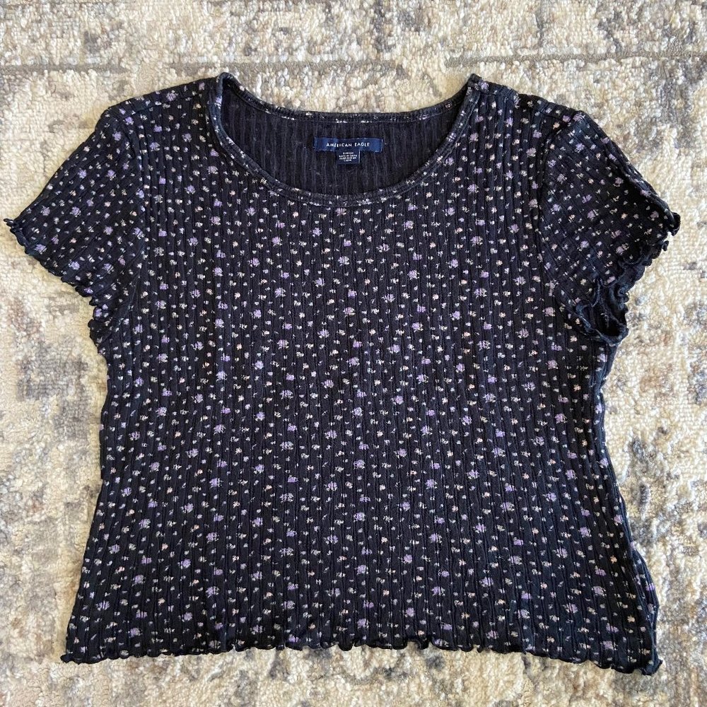 Floral American Eagle Crop Top